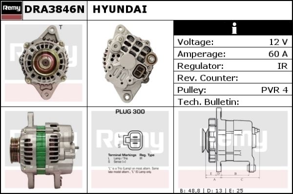 DELCO REMY Ģenerators DRA3846N